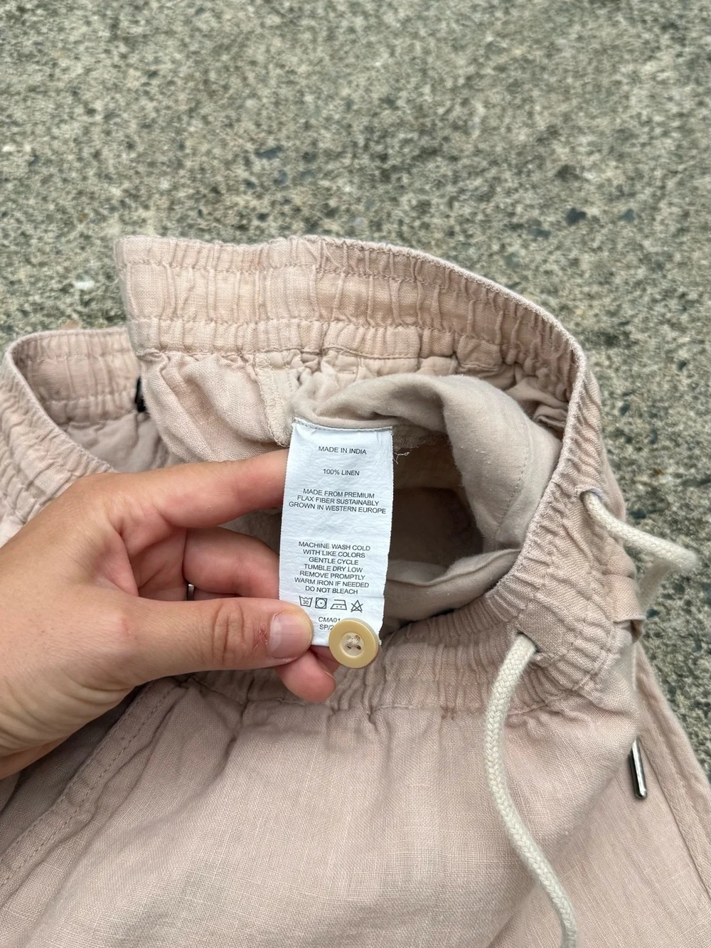 Quince Men’s Linen-Blend Drawstring Joggers | Cream/Tan | Size M